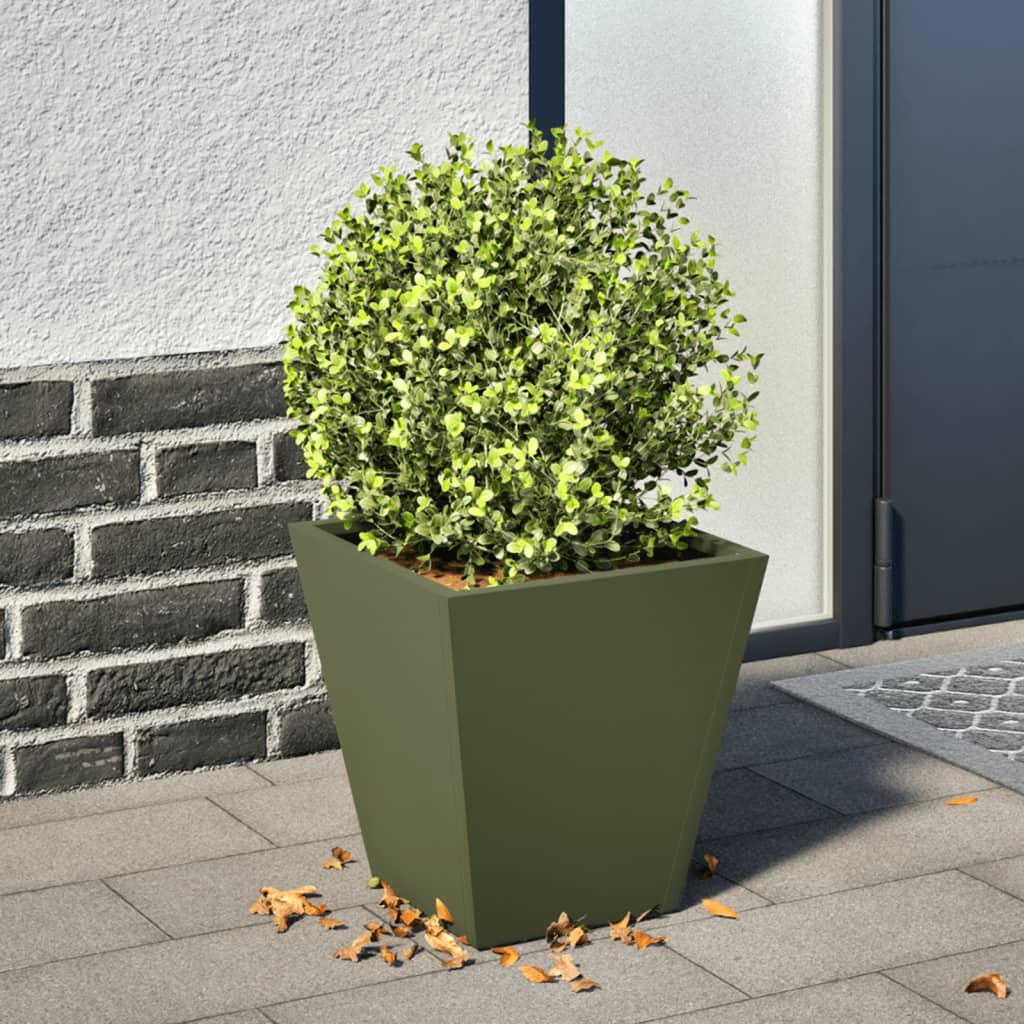 vidaXL Jardinera hexagonal acero verde oliva 30x30x30 cm