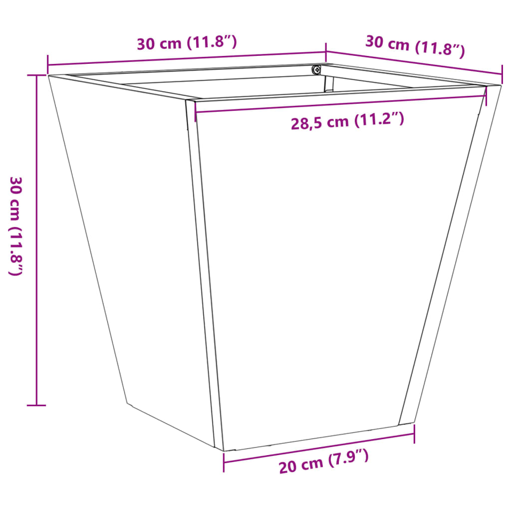 vidaXL Jardinera hexagonal de acero inoxidable 30x30x30 cm