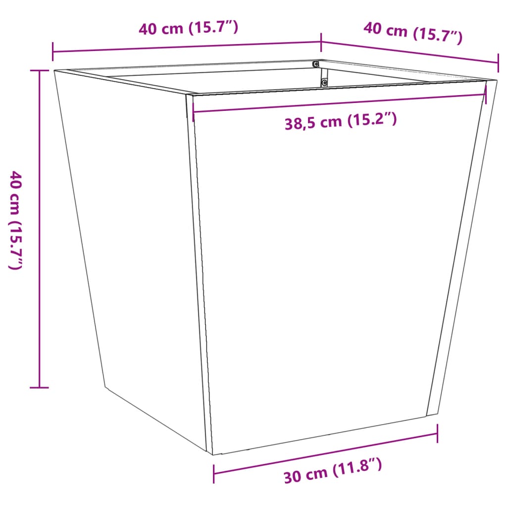 vidaXL Jardinera de acero galvanizado 40x40x40 cm