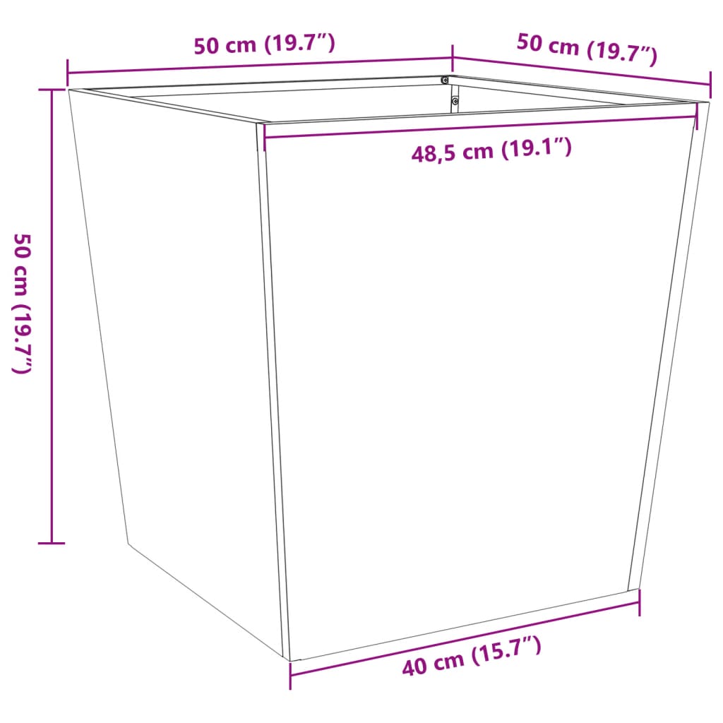 vidaXL Jardinera de acero galvanizado 50x50x50 cm