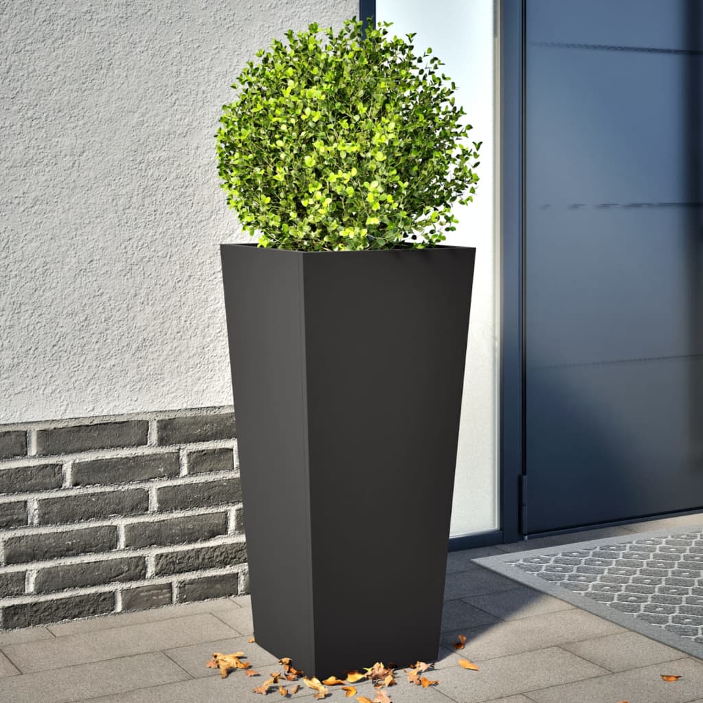 vidaXL Jardineras 2 uds de acero negro 35x35x75 cm