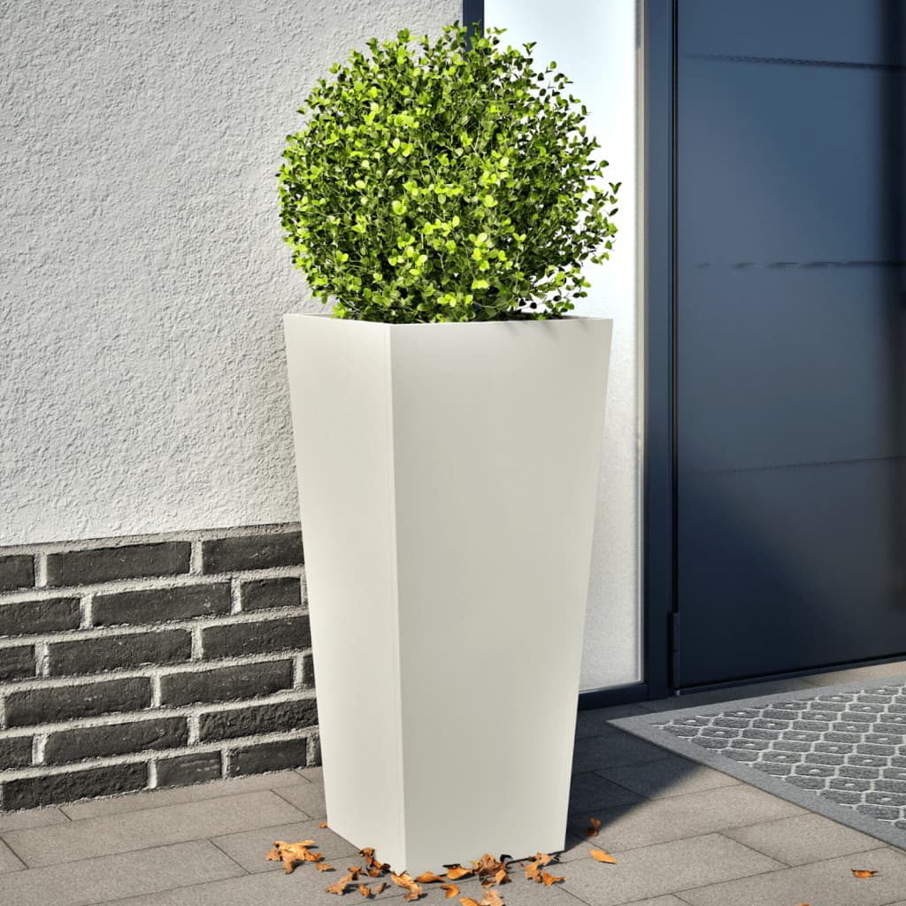 vidaXL Jardineras 2 uds acero blanco 35x35x75 cm