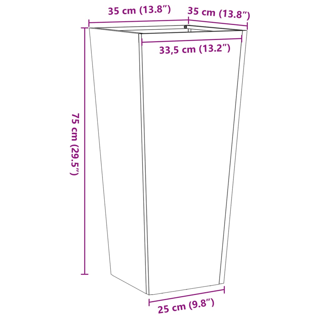 vidaXL Jardinera hexagonal acero antracita 35x35x75 cm