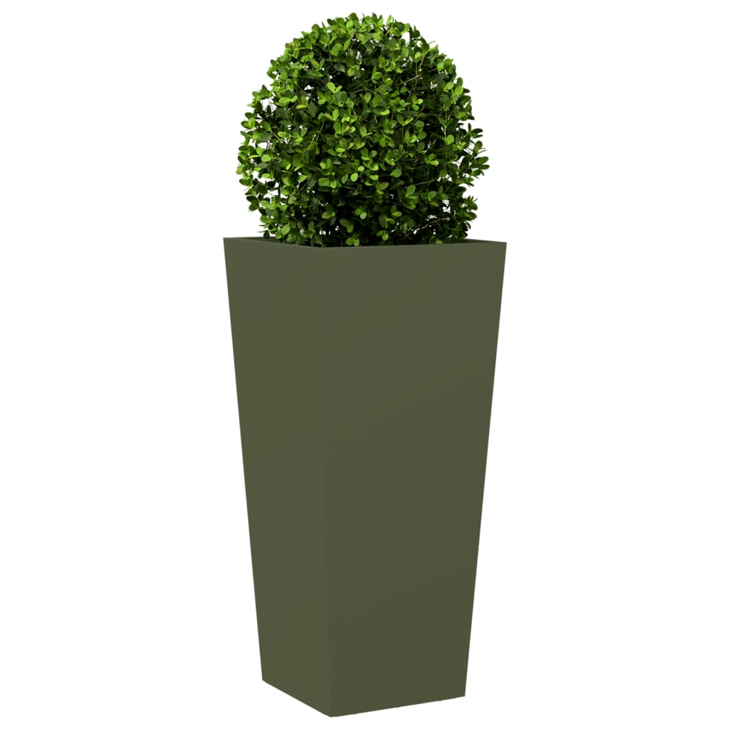 vidaXL Jardinera hexagonal acero verde oliva 35x35x75 cm