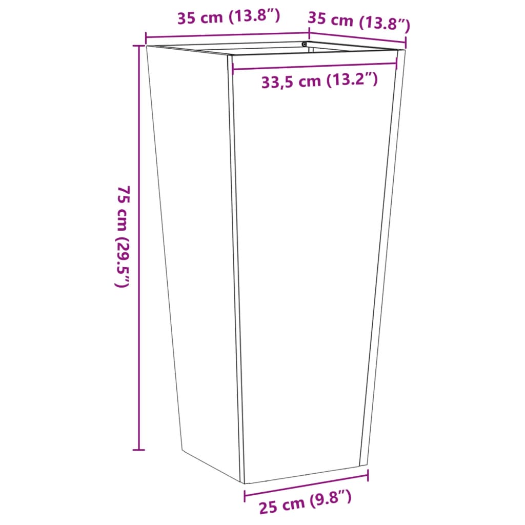 vidaXL Jardinera de acero inoxidable 35x35x75 cm