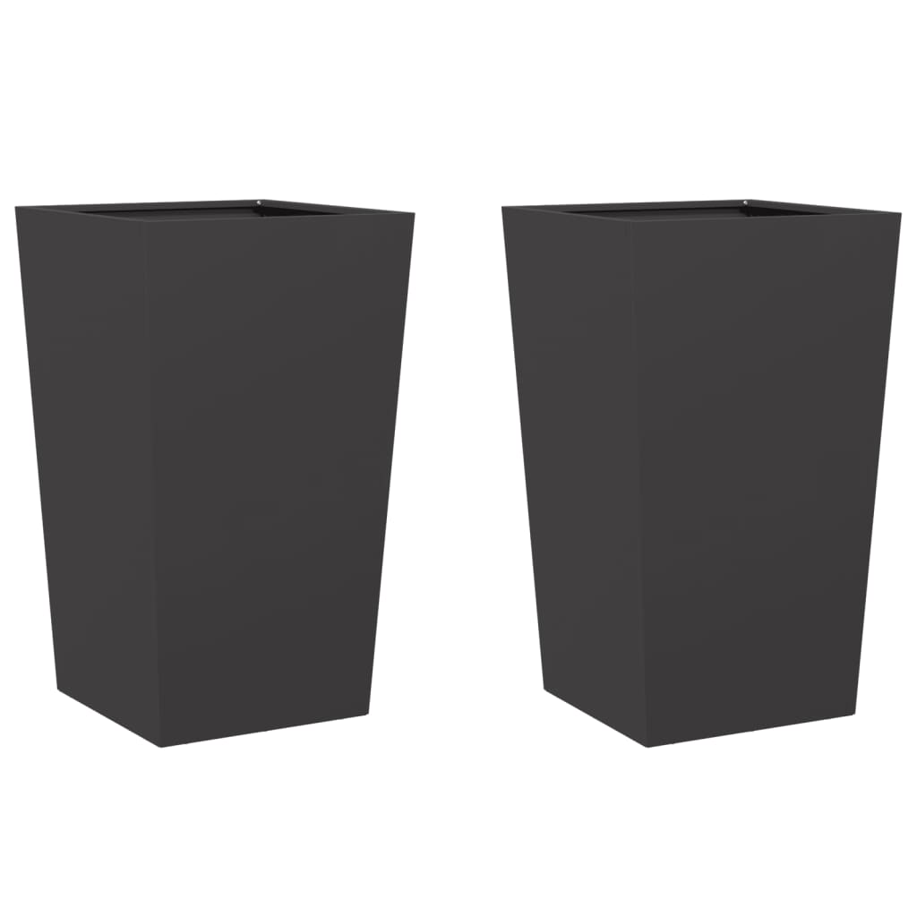 vidaXL Jardineras 2 uds acero negro 45x45x75 cm