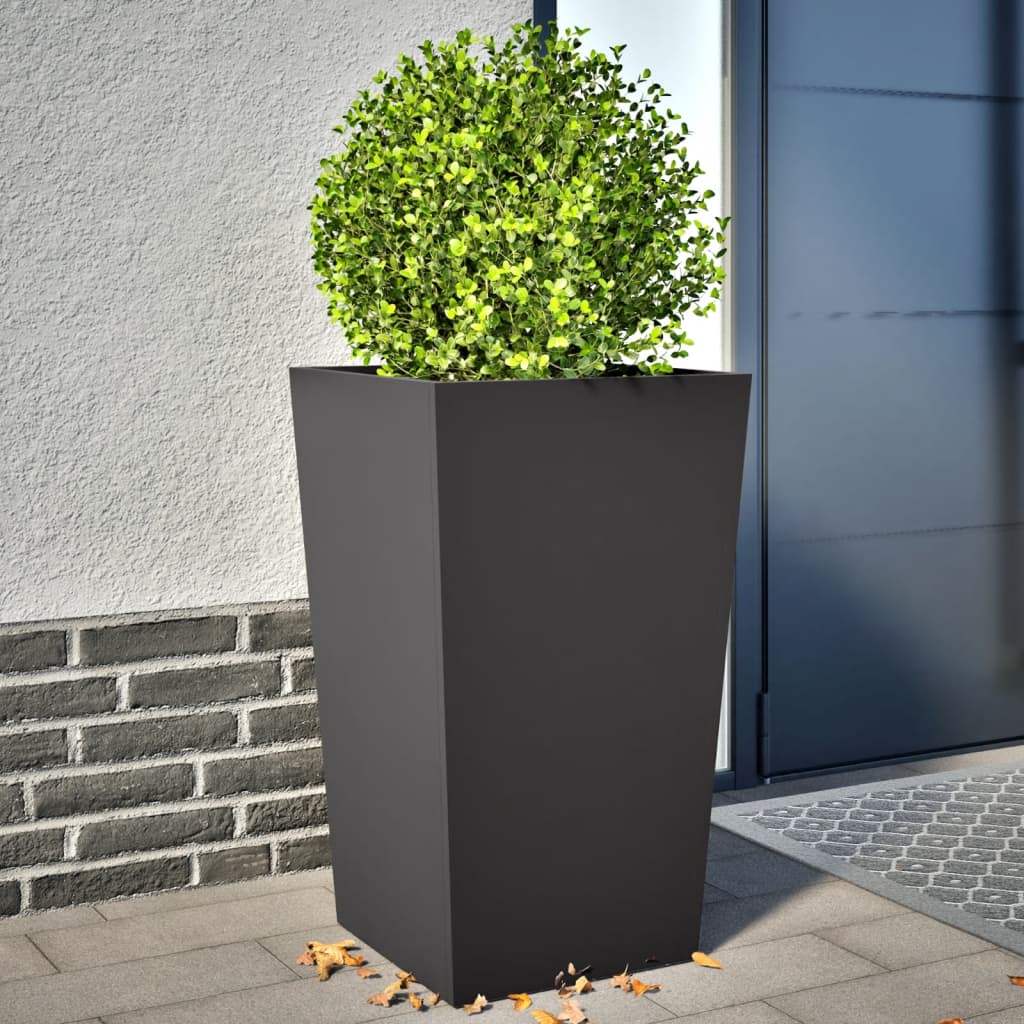 vidaXL Jardineras 2 uds acero negro 45x45x75 cm