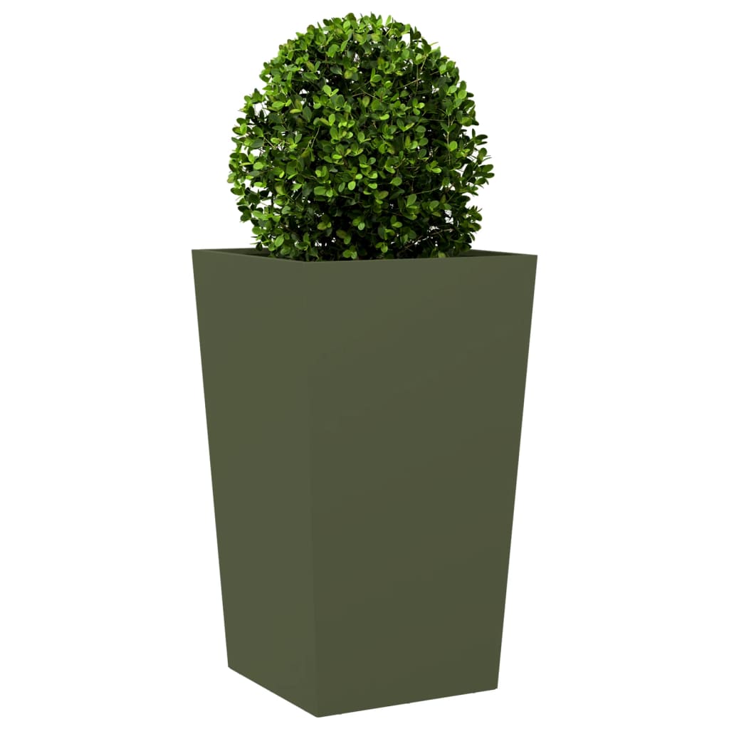 vidaXL Jardinera de acero verde oliva 45x45x75 cm