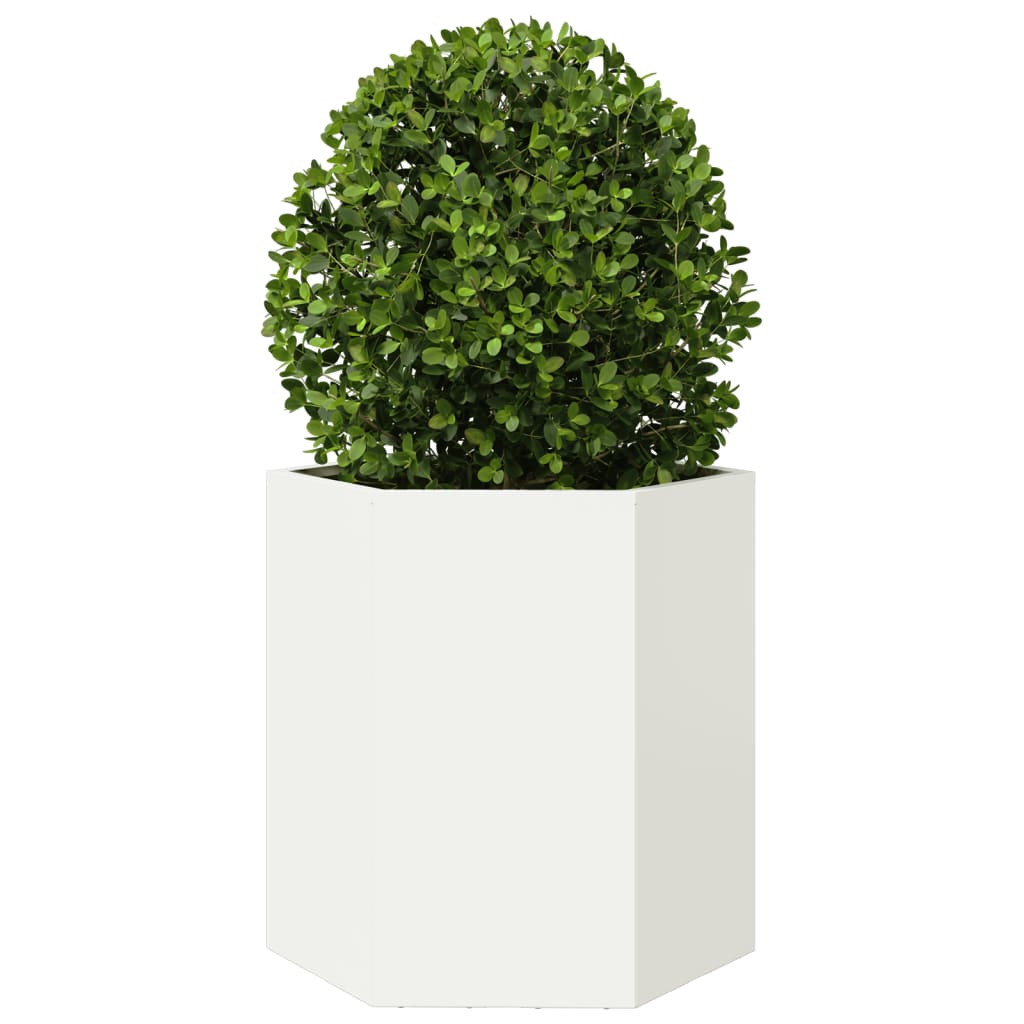 vidaXL Jardineras hexagonales 2 uds acero blanco 46x40x45 cm