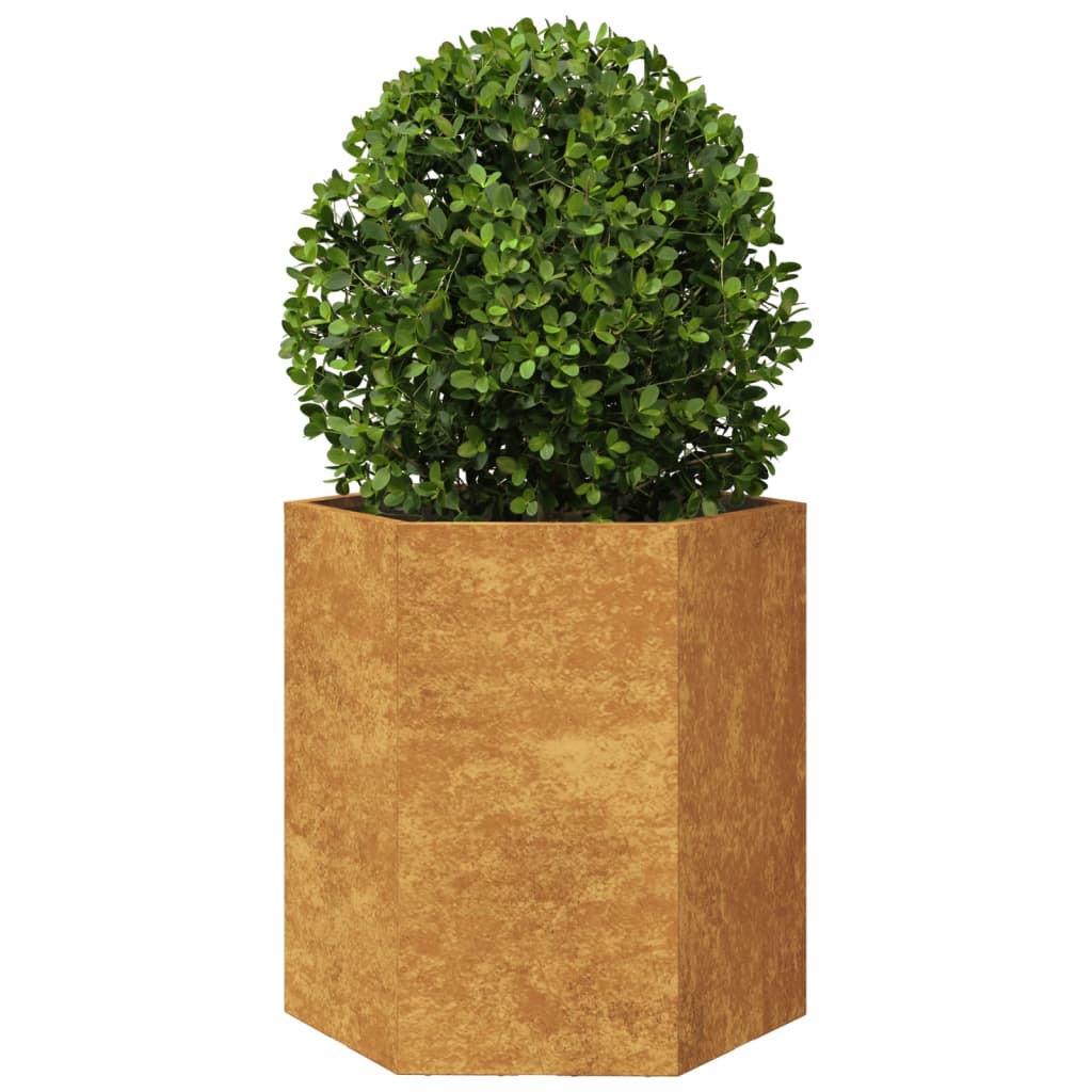 vidaXL Jardinera hexagonal 2 uds acero oxidado 46x40x45 cm