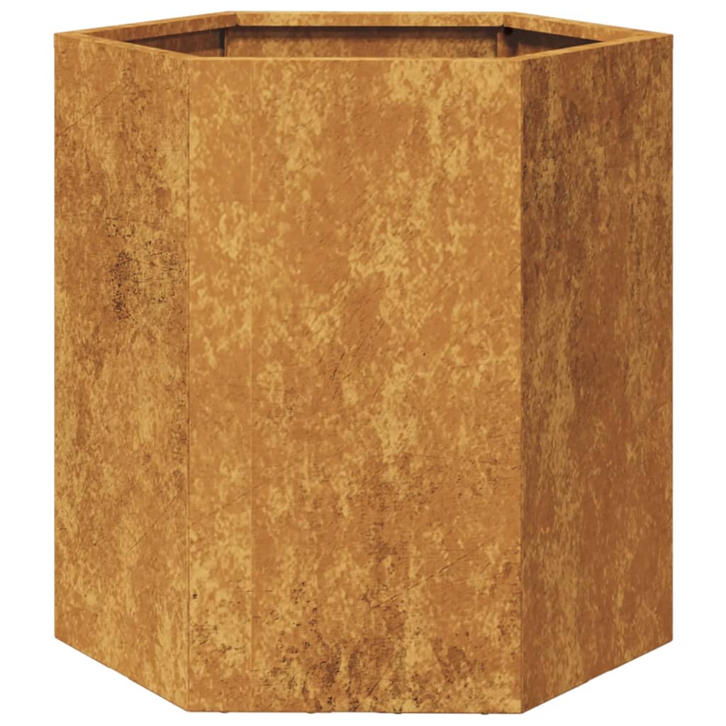 vidaXL Jardinera hexagonal 2 uds acero oxidado 46x40x45 cm