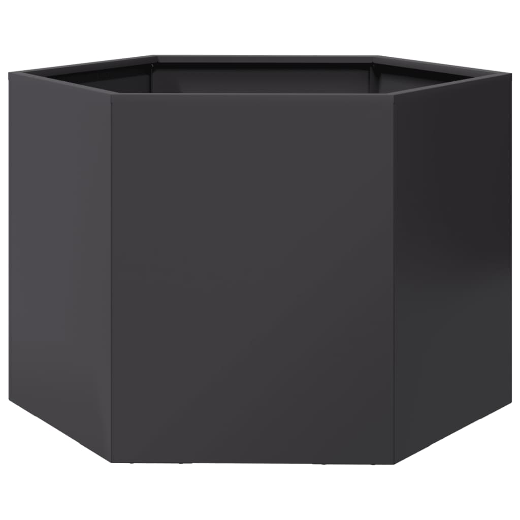 vidaXL Jardinera hexagonal acero negra 69x60x45 cm