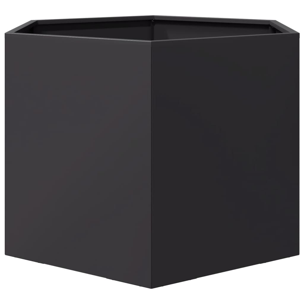 vidaXL Jardinera hexagonal acero negra 69x60x45 cm