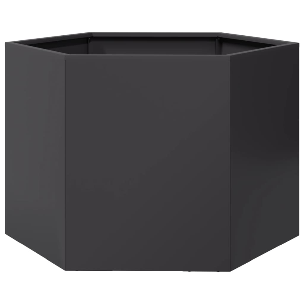 vidaXL Jardinera hexagonal acero negra 69x60x45 cm