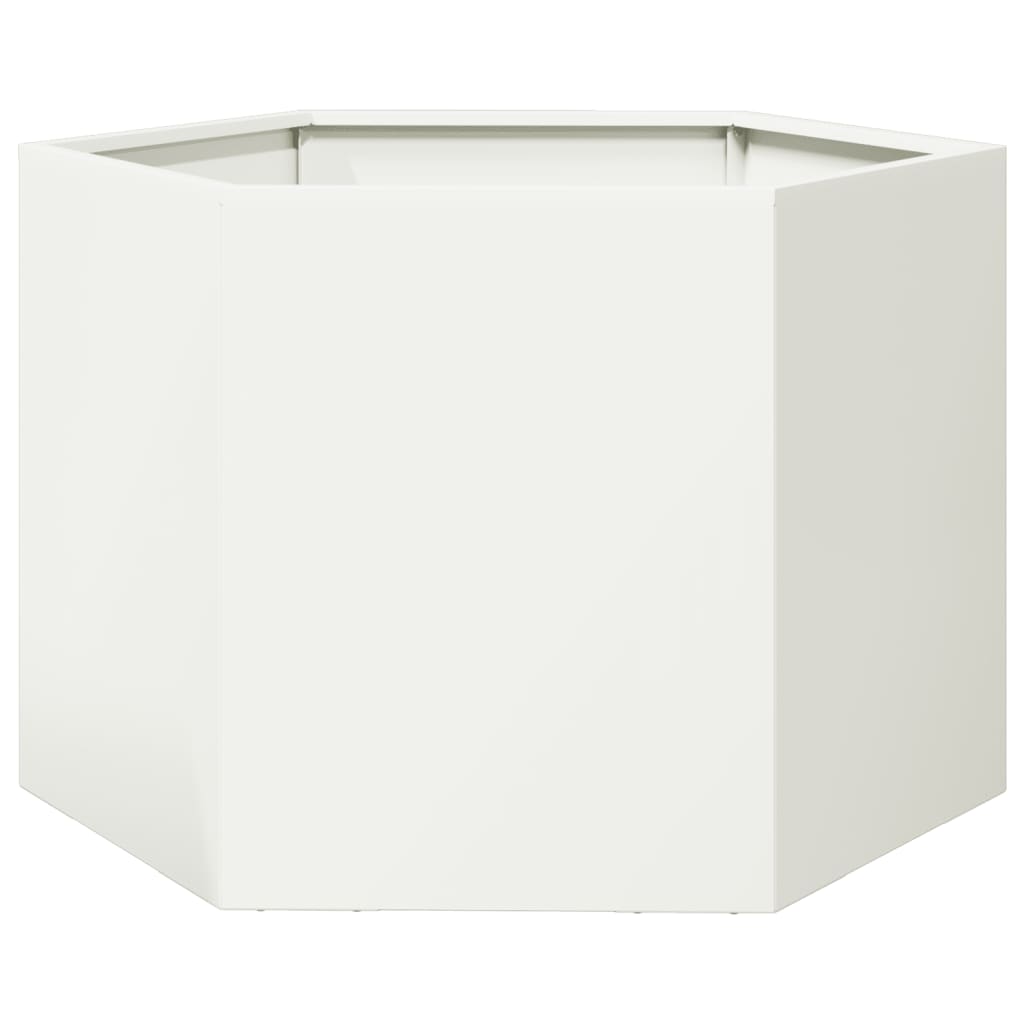 vidaXL Jardinera hexagonal acero blanco 69x60x45 cm