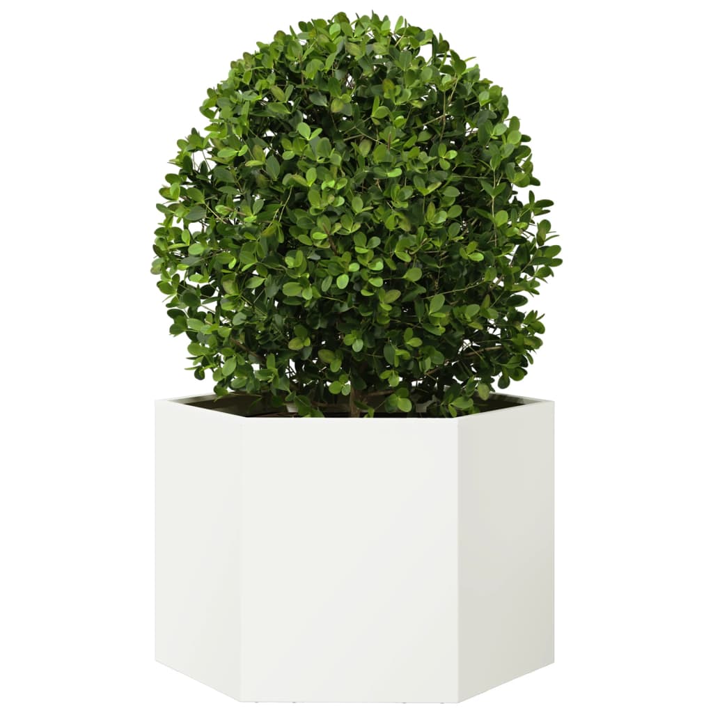 vidaXL Jardinera hexagonal acero blanco 69x60x45 cm