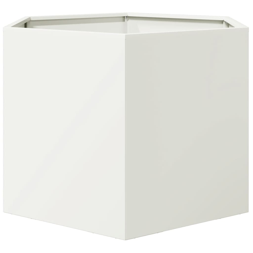 vidaXL Jardinera hexagonal acero blanco 69x60x45 cm