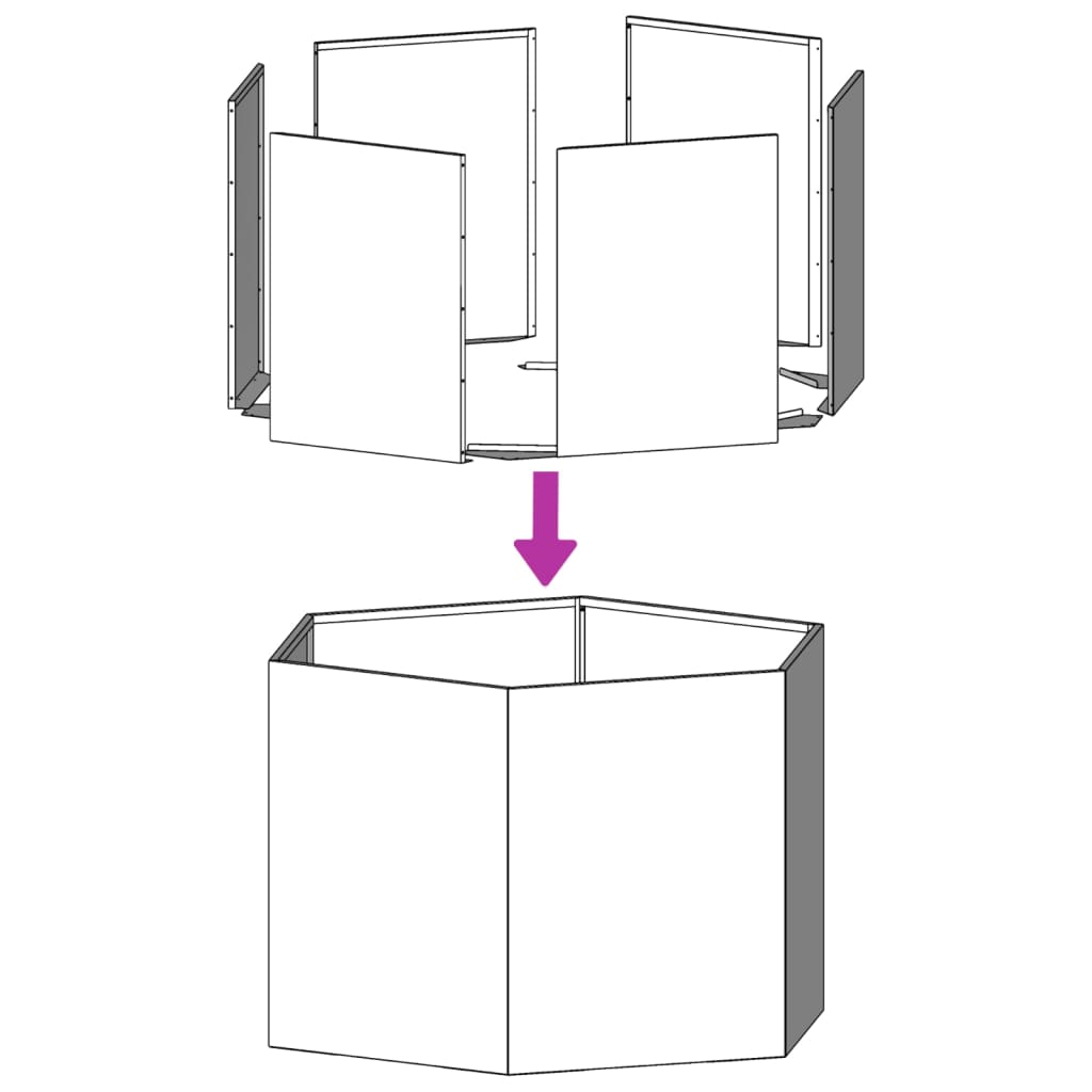 vidaXL Jardinera hexagonal acero blanco 69x60x45 cm