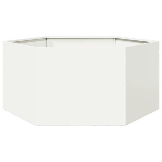 vidaXL Jardinera hexagonal de acero blanco 104x90x45 cm