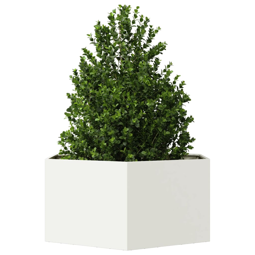 vidaXL Jardinera hexagonal de acero blanco 104x90x45 cm