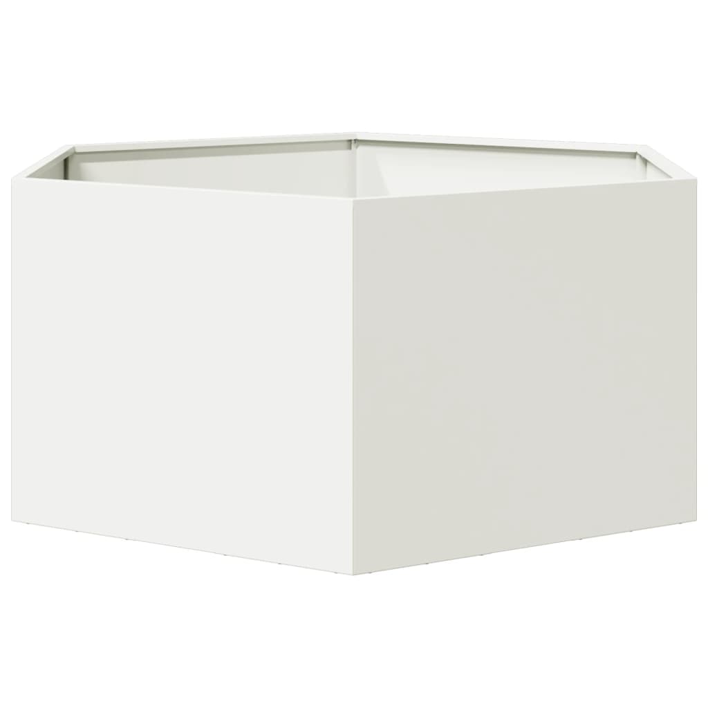 vidaXL Jardinera hexagonal de acero blanco 104x90x45 cm