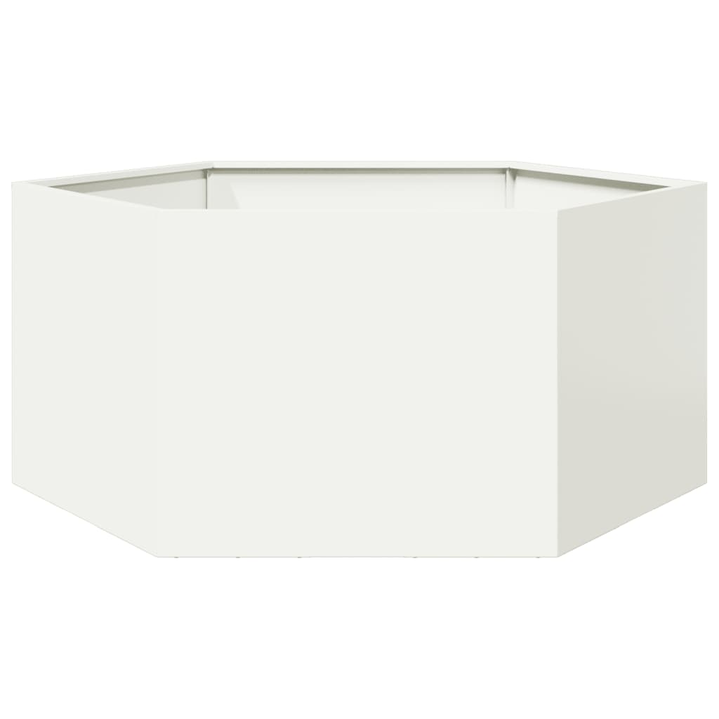 vidaXL Jardinera hexagonal de acero blanco 104x90x45 cm