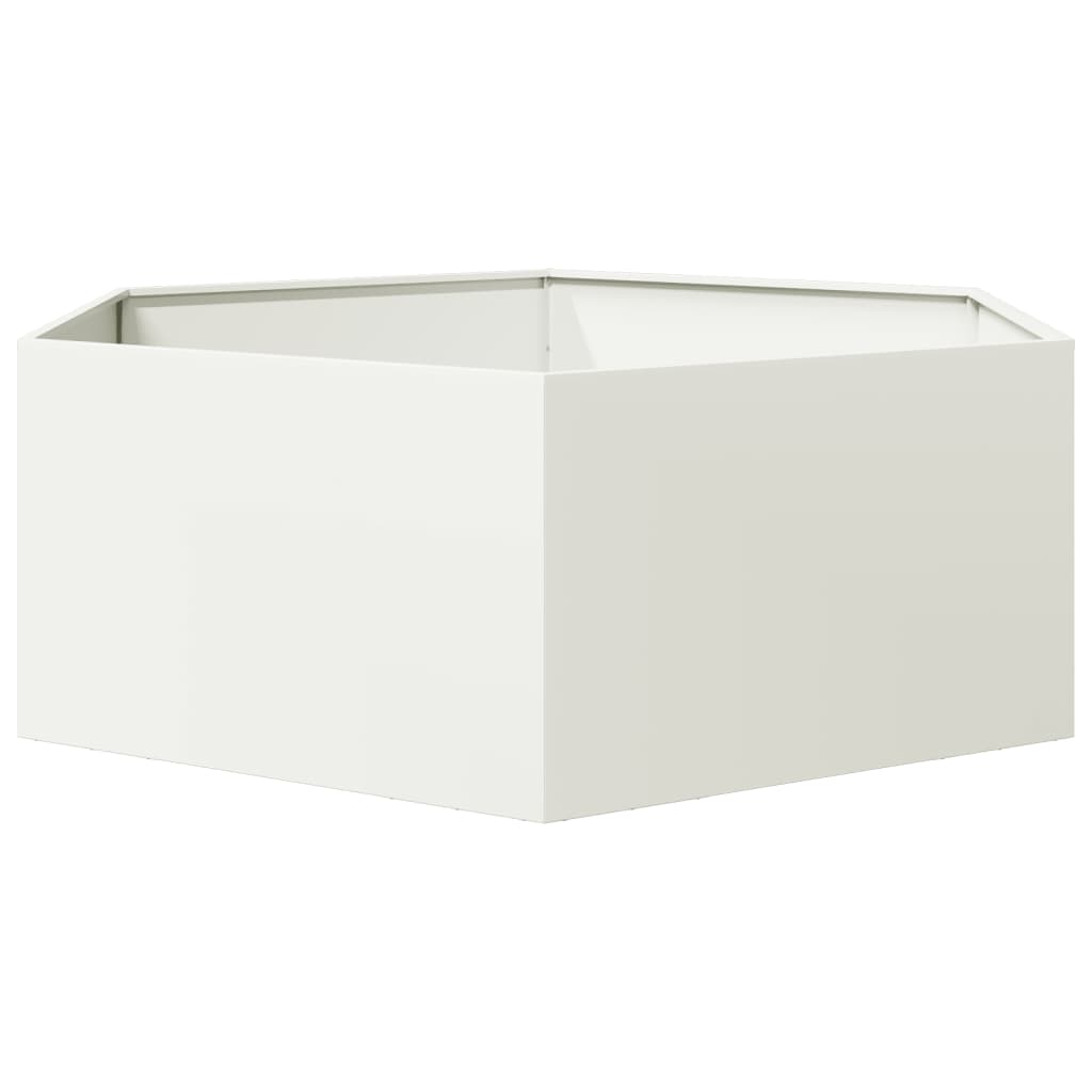 vidaXL Jardinera hexagonal acero blanco 138x120x45 cm