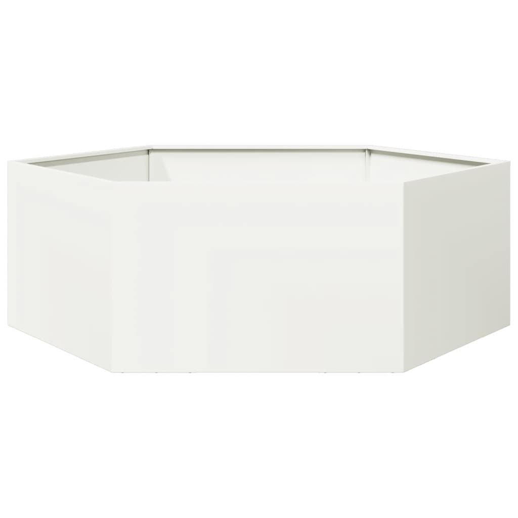 vidaXL Jardinera hexagonal acero blanco 138x120x45 cm