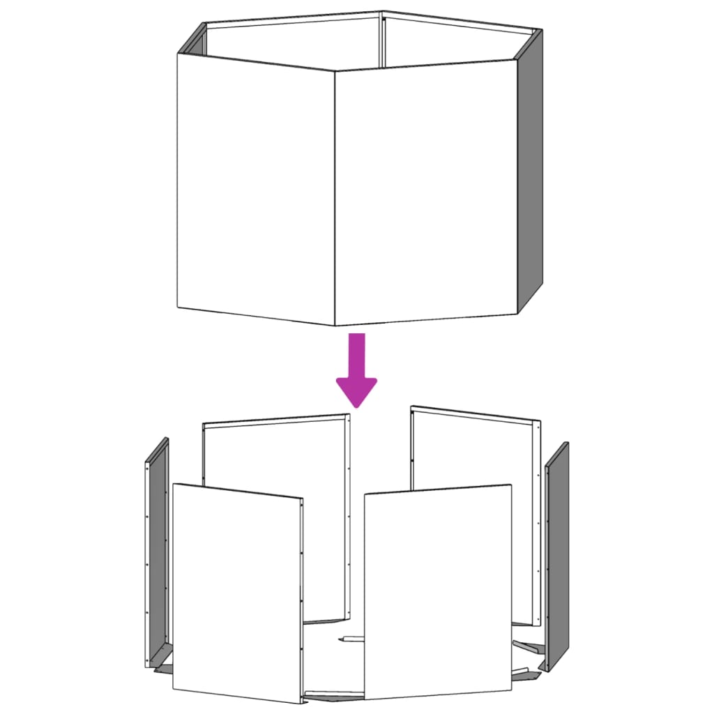 vidaXL Jardinera hexagonal acero blanco 138x120x45 cm