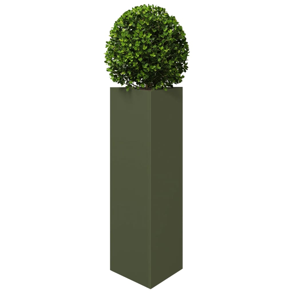 vidaXL Jardineras triangulares 2 uds acero verde oliva 30x26x75 cm