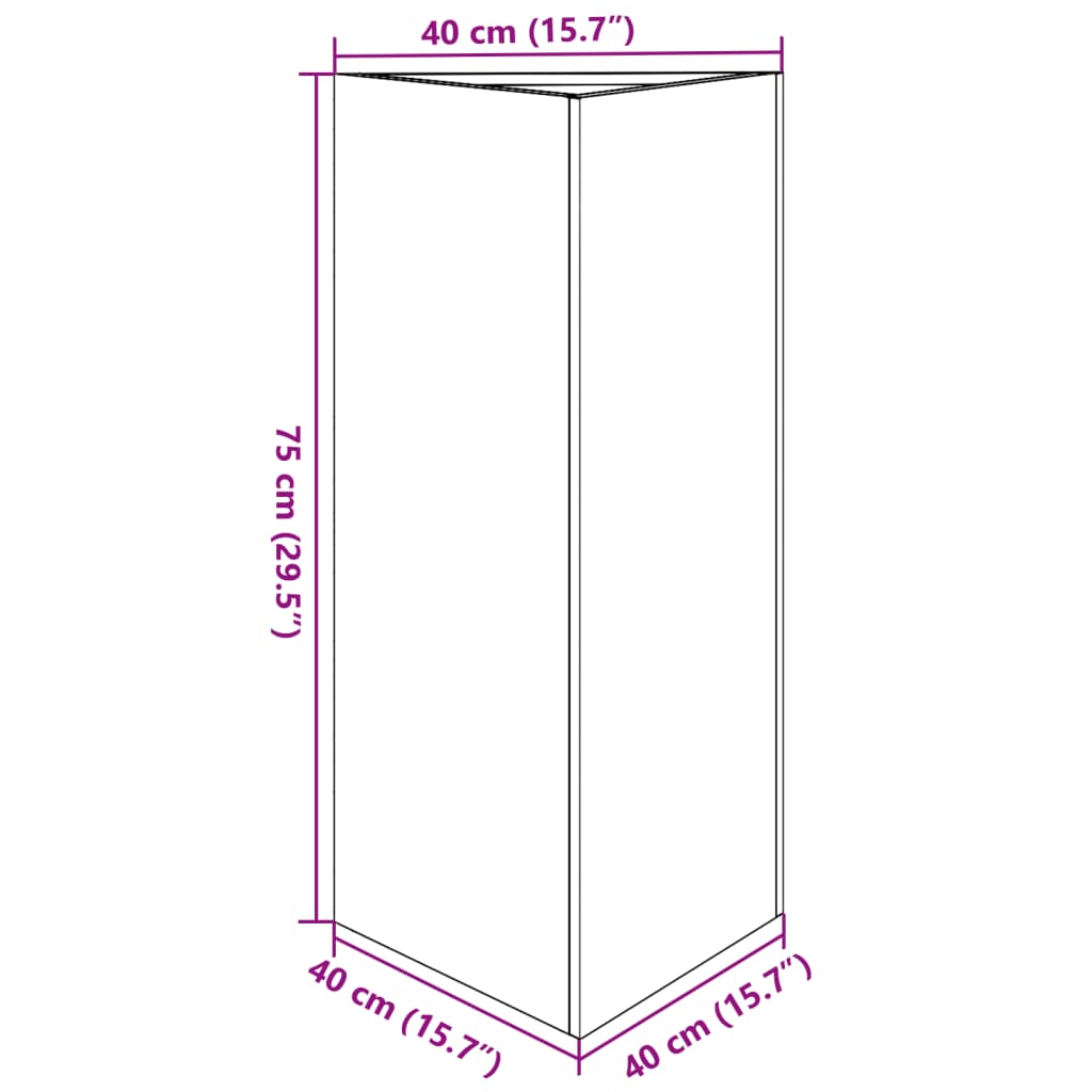 vidaXL Jardinera triangular acero negro 40x34,5x70 cm