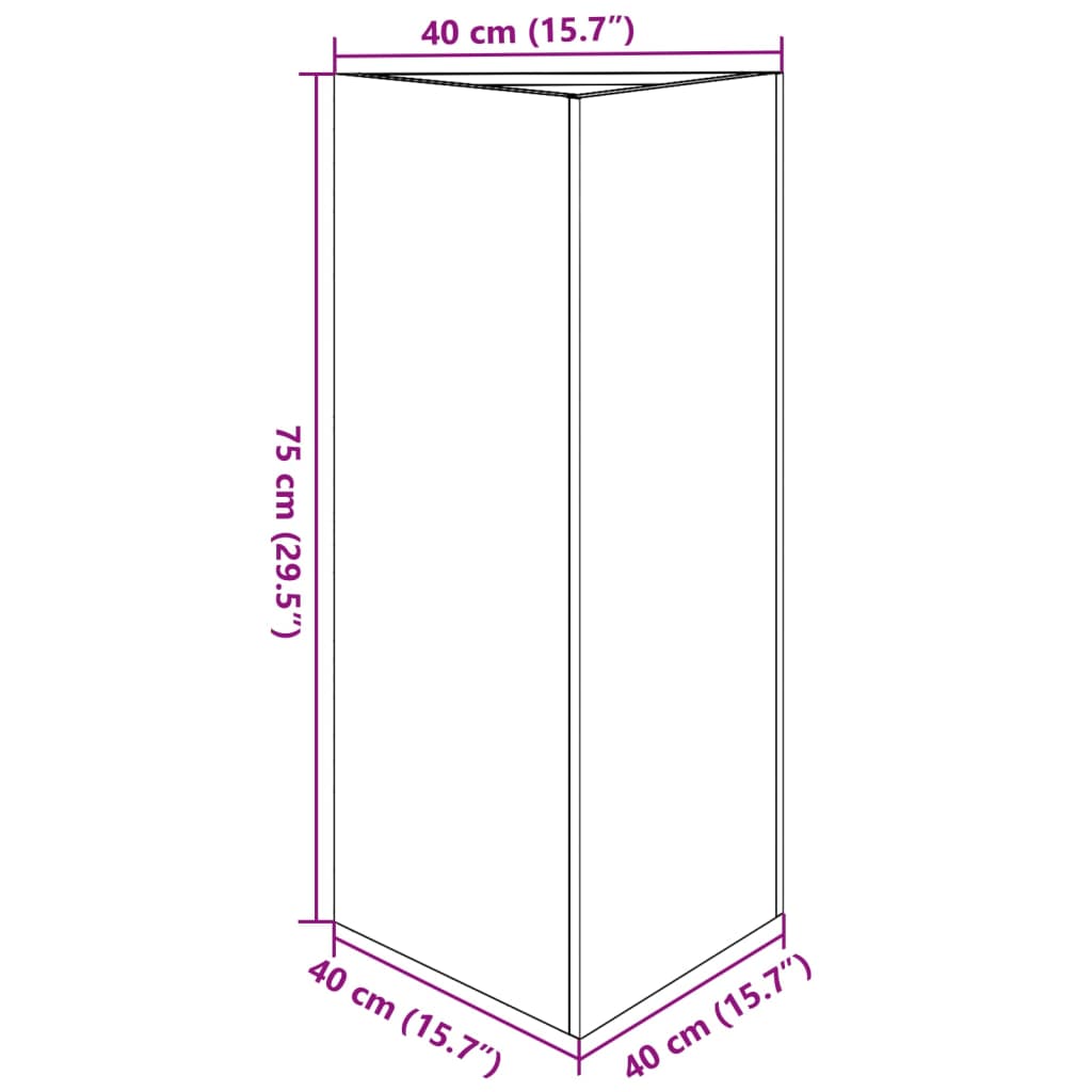 vidaXL Jardinera triangular acero blanco 40x34,5x70 cm