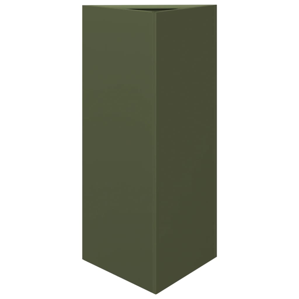 vidaXL Jardinera triangular acero verde oliva 40x34,5x70 cm