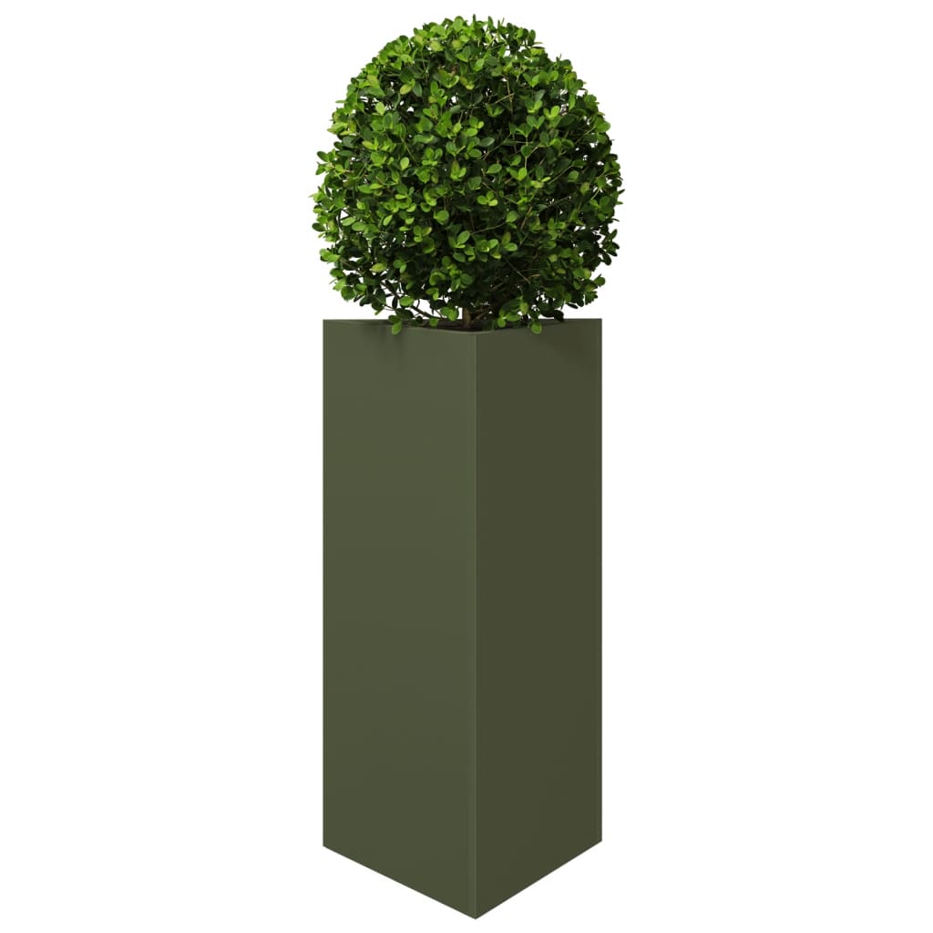 vidaXL Jardinera triangular acero verde oliva 40x34,5x70 cm