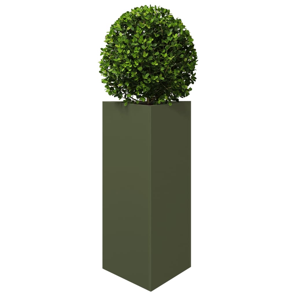 vidaXL Jardineras triangulares 2 uds acero verde oliva 40x34,5x70 cm