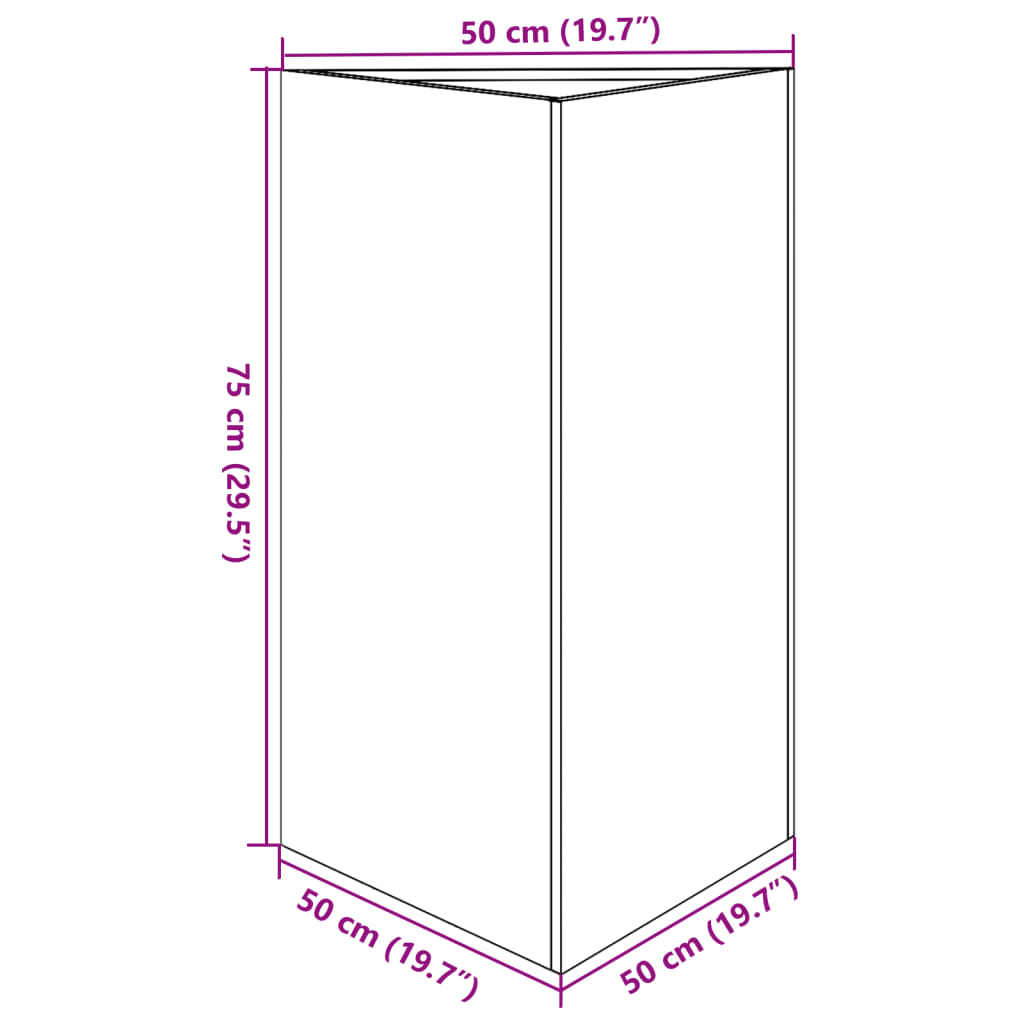 vidaXL Jardinera triangular acero negro 50x43x75 cm