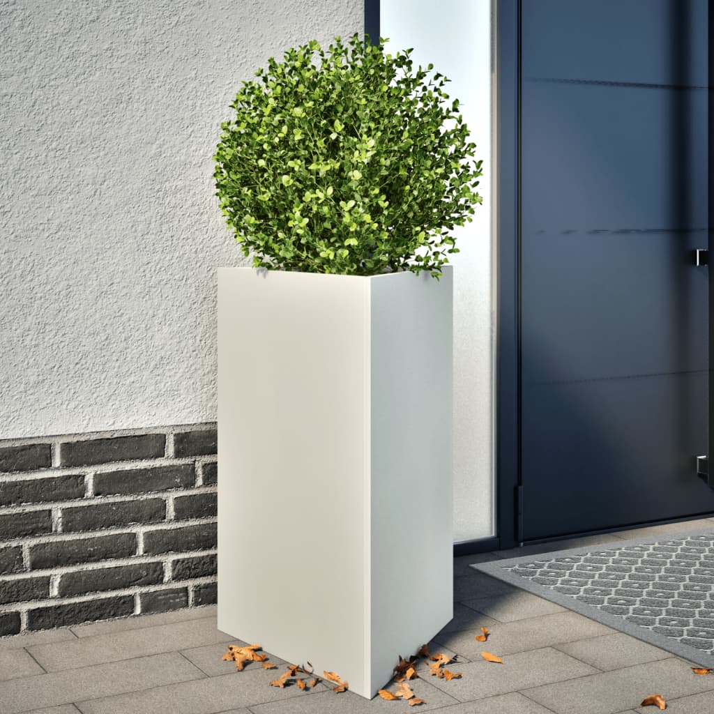 vidaXL Jardinera triangular acero blanco 50x43x75 cm