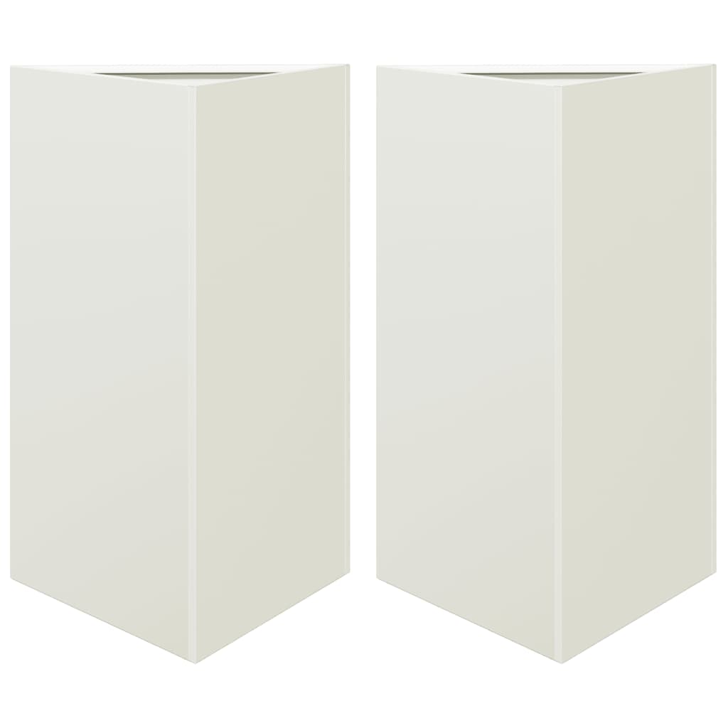 vidaXL Jardineras triangulares 2 uds acero blanco 50x43x75 cm