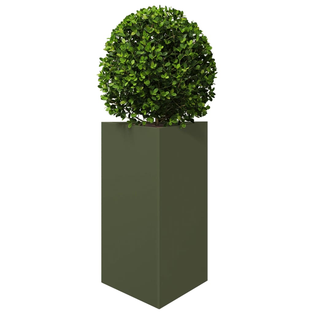 vidaXL Jardinera triangular acero verde oliva 50x43x75 cm