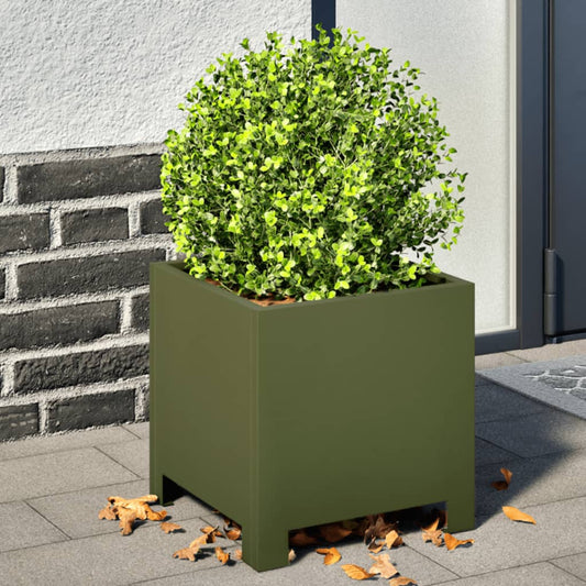 vidaXL Jardinera hexagonal acero verde oliva 30x30x30 cm