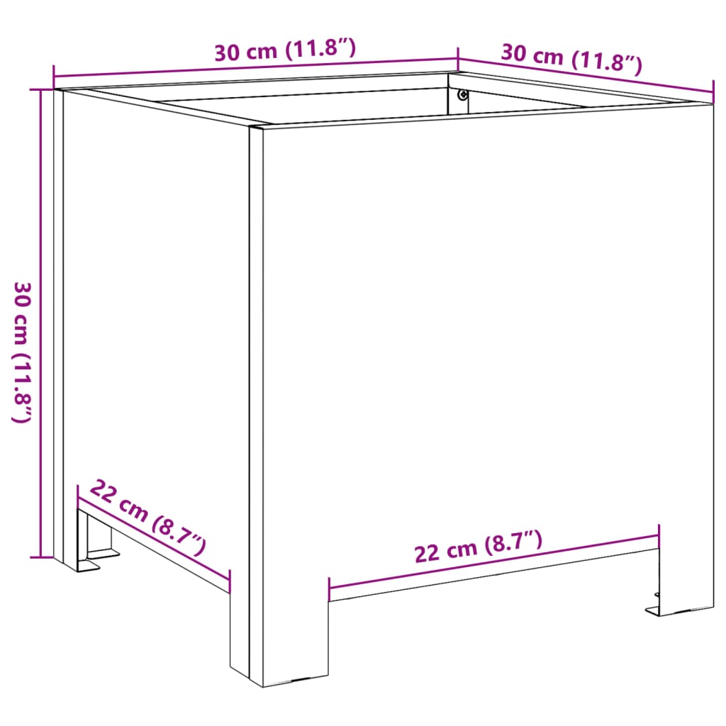 vidaXL Jardinera hexagonal de acero inoxidable 30x30x30 cm