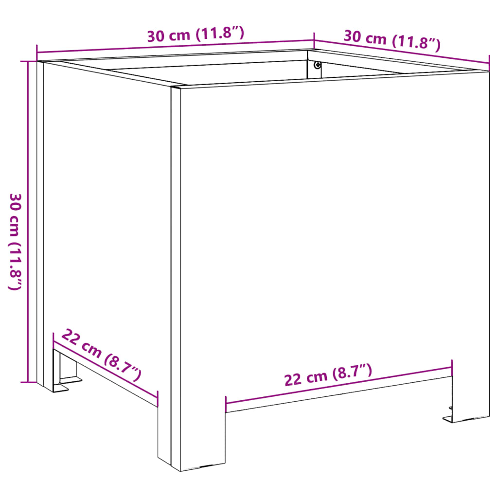 vidaXL Jardinera hexagonal de acero galvanizado 30x30x30 cm