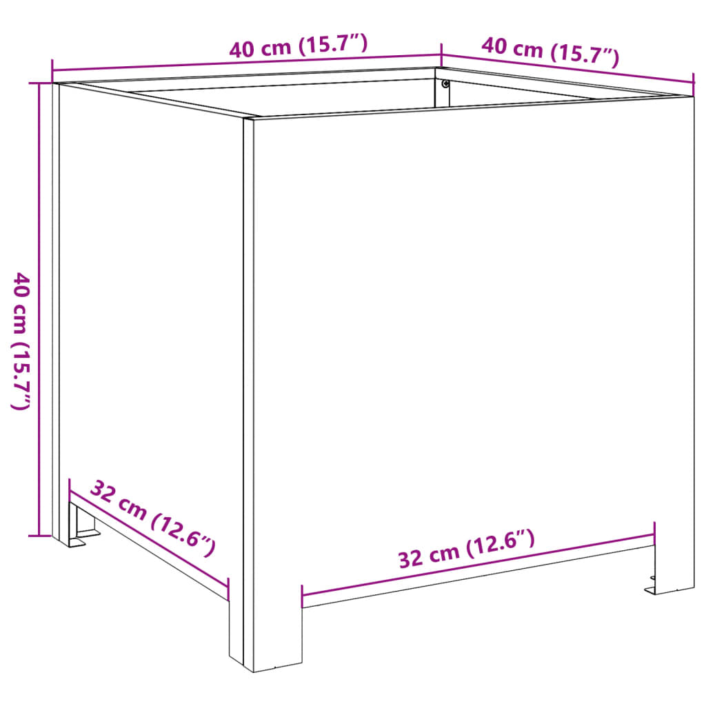 vidaXL Jardinera de acero galvanizado 40x40x40 cm