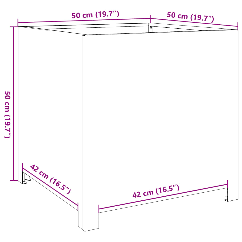 vidaXL Jardinera de acero inoxidable 50x50x50 cm