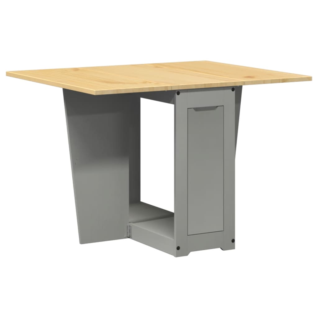 vidaXL Mesa de comedor plegable mariposa Corona madera maciza gris