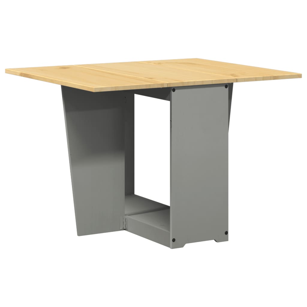 vidaXL Mesa de comedor plegable mariposa Corona madera maciza gris