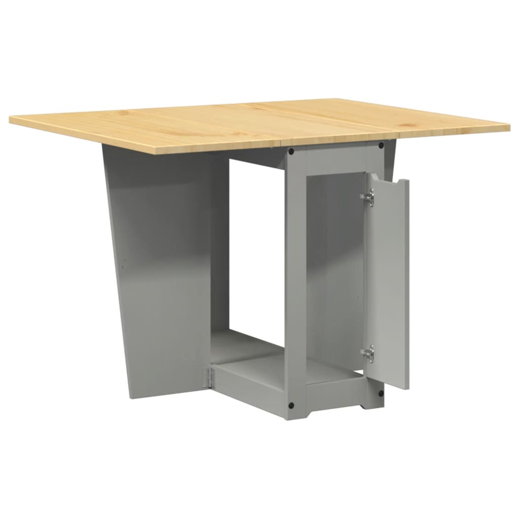 vidaXL Mesa de comedor plegable mariposa Corona madera maciza gris