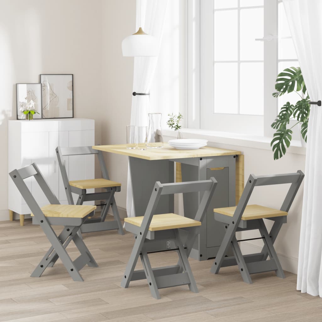 vidaXL Sillas de comedor plegables 4 uds Corona madera pino gris