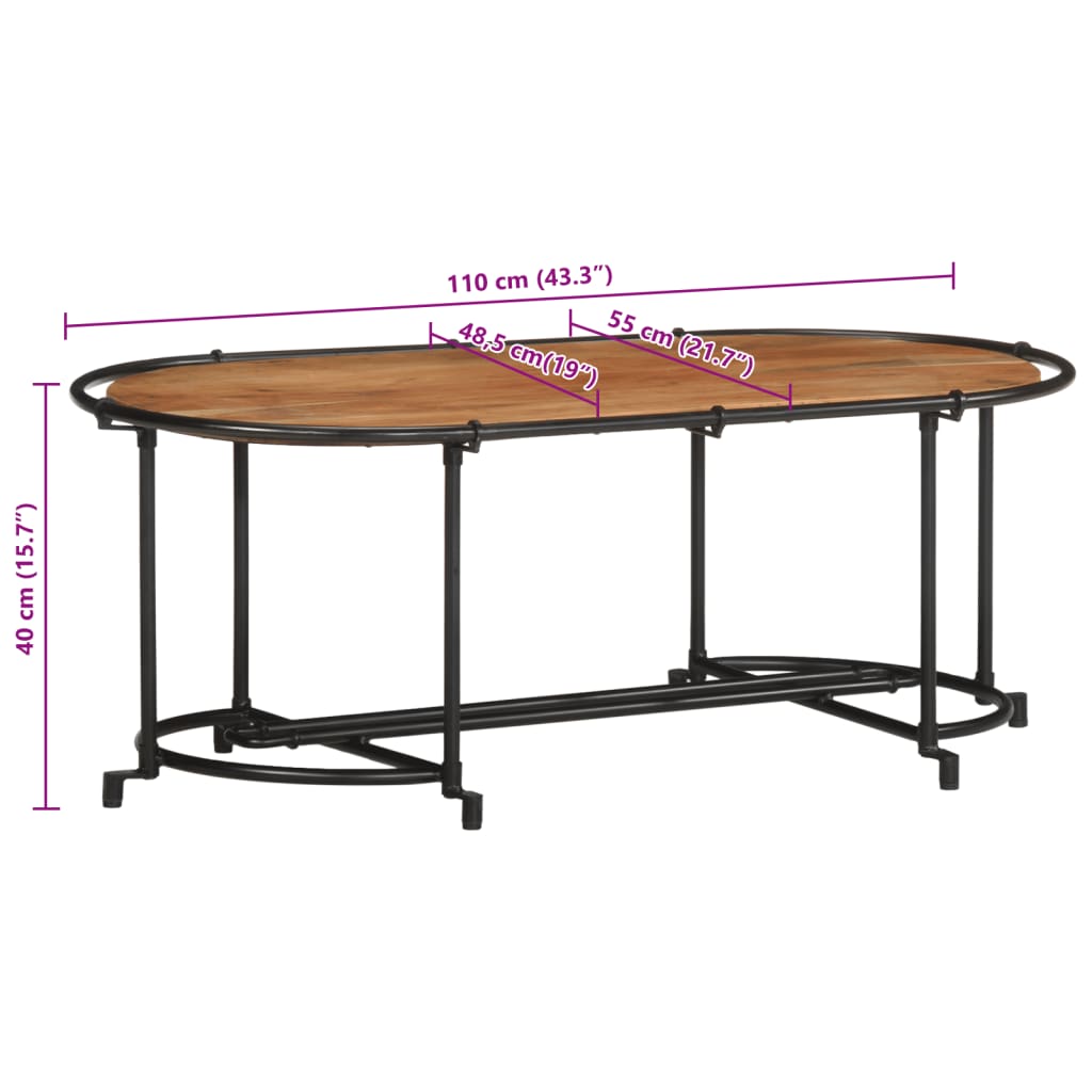 vidaXL Mesa de centro madera maciza acacia 110x55x40 cm