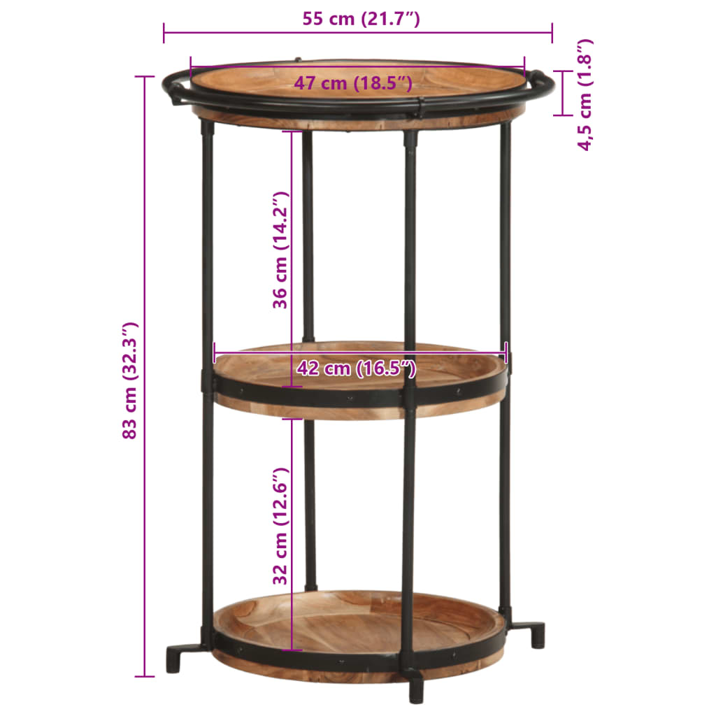 vidaXL Mesa auxiliar madera maciza de acacia Ø55x83 cm